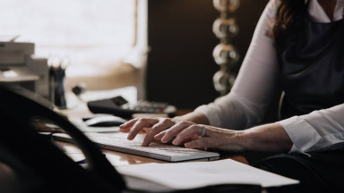 Meg Horn working on computer